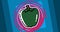 Image of green pepper in pink circle on concentric blue squares