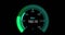 Image of green speedometer over black background