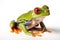 image of green tree frog. Amphibian. Illustration. Generative AI