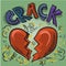 The image of the heart, broken, crack comic sound