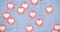 Image of hearts falling over mathematical equations on white background