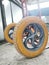 Image heavy duty wheels on concrete floor.