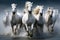 Image of herd of wild horses is running. Wildlife Animals. Generative AI. Illustration