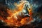 Image of horse running beautiful colors, Wildlife Animals., Generative AI, Illustration