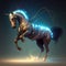 Image of a horse with technology concept. Wildlife Animals. Illustration, generative AI