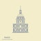 Image of the house of invalides in Paris. Flat vector icon in retro style