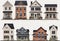 Image of Houses front view vector illustration with roof. Modern. v6