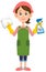 The image of a Housewife woman cleaning , chores