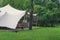 Image of huge tent for a wedding event in the nature