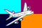 Image, icon, symbol of a passenger plane, airliner. Vector on colorful background in high resolution