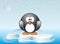 Image illustration of cute penguin standing on iceberg