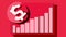 An image of increasing the dollar rate. Money symbol with upward stretched arrow, profit, income, economy and income, Icons for