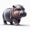 Image of isolated baby hippopotamus against pure white background, ideal for presentations