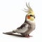 Image of isolated cockatiel against pure white background, ideal for presentations