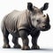 Image of isolated rhinoceros against pure white background, ideal for presentations