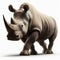 Image of isolated rhinoceros against pure white background, ideal for presentations