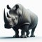 Image of isolated rhinoceros against pure white background, ideal for presentations