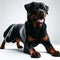 Image of isolated Rottweiler against pure white background, ideal for presentations