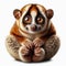 Image of isolated slow loris against pure white background, ideal for presentations