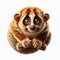 Image of isolated slow loris against pure white background, ideal for presentations