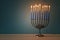 image of jewish holiday Hanukkah background with traditional menorah & x28;traditional candelabra& x29; and burning candles
