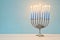 image of jewish holiday Hanukkah background with traditional menorah & x28;traditional candelabra& x29; and burning candles
