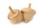 Image of jewish holiday Hanukkah symbol: wooden dreidel & x28;spinning top& x29; on white