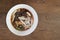 Image of Kway chap ,the Asian local and popular food, consist of a noodle soup made with dark soy sauce, pork, pork blood;