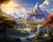 An image of a landscape that is set in would be described by Golden Sky Fantasy Frontier Fantasy Frontier.