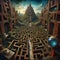 image of lost in the labyrinth of mind surreal world.