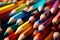 Image Macro shot of many colored pencils, forming a colorful background