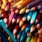 Image Macro shot of many colored pencils, forming a colorful background