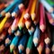Image Macro shot of many colored pencils, forming a colorful background
