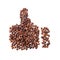 Image made up of coffee beans on a white background