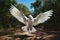 Image of a majestic cockatoo flying in the forest, Bird, Wildlife Animals., Generative AI, Illustration