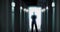 Image of man silhouette standing in dark corridor