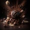 image of massive explosion of dark chocolate generative AI