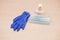 Image of medical surgical masks and hand sanitizer