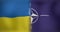 Image of moving and floating flags of nato and ukraine