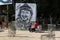 An image a mural depicting Former Palestinian leader Yasser Arafat are seen on his 16th death anniversary in Rafah, in the souther