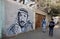 An image a mural depicting Former Palestinian leader Yasser Arafat are seen on his 16th death anniversary in Rafah, in the souther