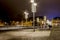 Image at night of a quiet december on the bridge Sint Servaasbrug with christmas lights decoration