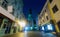Image of night streets of Bratislava with Michael Gate