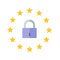 Image of padlock in the circle of stars. EU regulations. Protecting your personal data. GDPR, RGPD. General Data