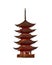 Image of a pagoda. Architectural sketch of the eastern building. Hand-painted bright building