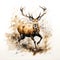 Image of painting deer running on white background. Wildlife Animals. Illustration, Generative AI