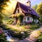 image of the painting french country cottage art and watercolor.