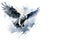 Image of painting snowy owl is flying on white background. Birds. Wildlife Animals. Illustration, Generative AI