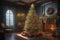 image paints a vivid scene where a Christmas tree commands attention of festive cheer in a beautifully decorated home