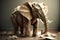 Image of paper origami art. Handmade paper elephant. wildlife. Animals. illustration, generative AI